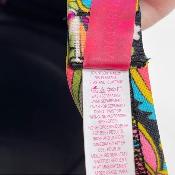 Victoria’s Secret Bra Bikini Top Swimsuit Vacation Beach Floral Neon Boho Resort - Picture 9 of 9